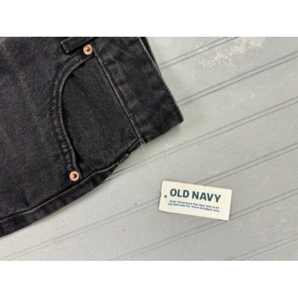 Old Navy Size 4 Womens Skirt Black Jean Denim High Rise Cotton Asymmetrical Hem - Picture 3 of 5